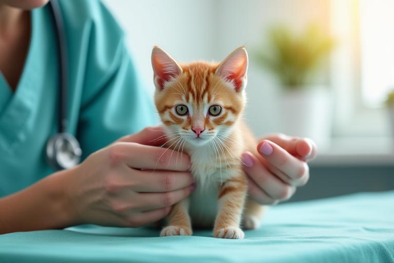 Vaccination préventive d'un chaton par un vétérinaire